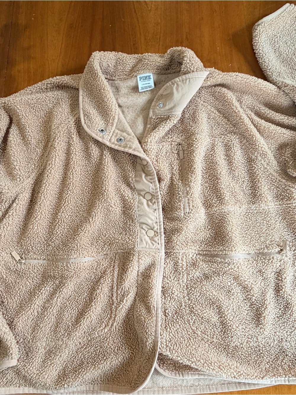 PINK Victoria's Secret Plush Sherpa Jacket in Tan